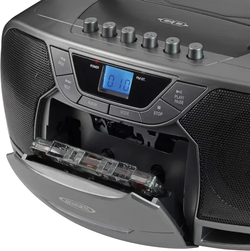 Miniatura 4 de JENSEN CD-590-GR CD-590 1 vatios estéreo portátil CD y reproductor de cassette/grabadora con radio AM/FM y Bluetooth (gris)