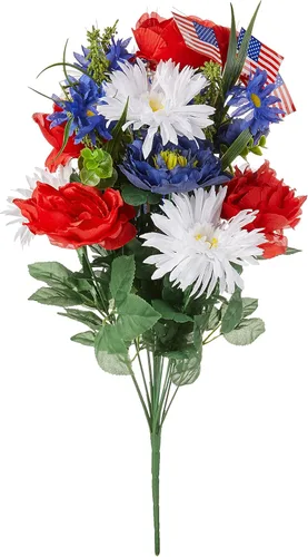Miniatura 13 de Admired by Nature Arreglo de flores artificiales de primavera de 12 tallos para decoración del hogar, bodas y cementerios para tumbas, flores de 6.