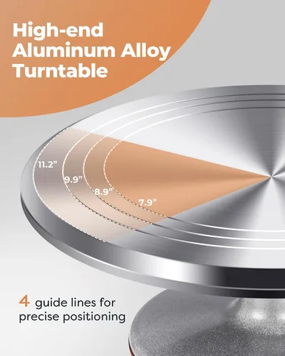 Miniatura 3 de Kootek Tocadiscos de aluminio para tartas, soporte giratorio para tartas de 12 pulgadas, 35 piezas de suministros de kit de decoración de pasteles