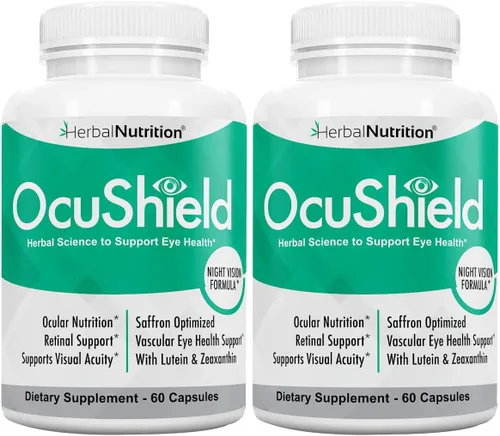 OcuShield - Apoyo vitamínico para la salud ocular para ojos sanos, visión nocturna con azafrán, luteína y zeaxantina, nutrientes oculares para