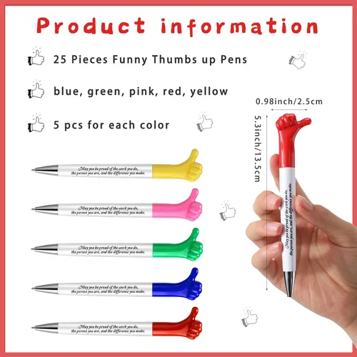 Miniatura 3 de Fumete 25 bolígrafos con texto en inglés «May You Be Proud Thumbs Up», bonitos gestos de mano, regalos de agradecimiento inspiradores