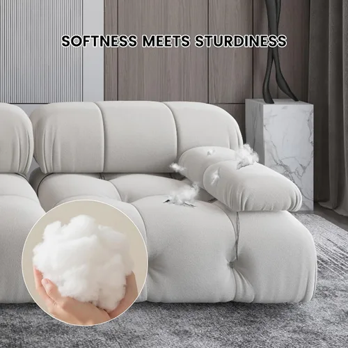 Miniatura 7 de Sofá modular seccional, sofá de terciopelo, asiento medio, beige