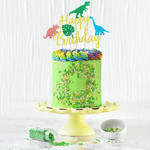 Miniatura 4 de Decoración de pastel de dinosaurio con hojas Dinsaurs para pastel de cumpleaños con temática de dinosaurios, baby shower, niños, fiesta de Hb Dino