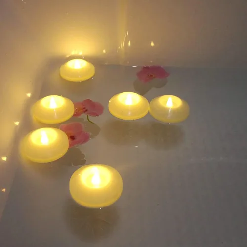 Miniatura 6 de Velas flotantes LED de más de 120 horas para centros de mesa, paquete de 12 velas de té parpadeantes blancas cálidas que funcionan con pilas, Blanco