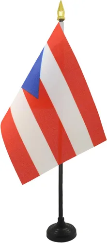 Miniatura 22 de Venezuela Old 7 estrellas con brazos Bandera de mesa 4'' x 6'' - Antigua bandera venezolana de escritorio 5.9 x 3.9 in - tapa de lanza dorada - AZ