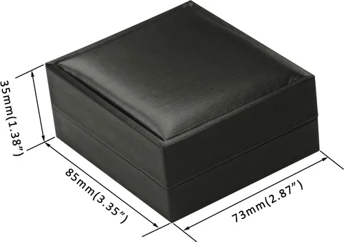 Miniatura 5 de Juego de collar y aretes de color negro, caja de regalo de lujo, suave al tacto, piel sintética, material de collar, cadena colgante, caja