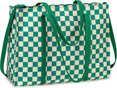 Miniatura 20 de Bolsa de mano para computadora portátil para mujer, bolsa de lona de 15.6 pulgadas, bolso de hombro para computadora, bolso de mensajero, bolso