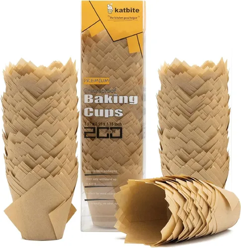 Miniatura 14 de Katbite 200 forros para cupcakes de tulipán, soportes para magdalenas, tazas para hornear, envoltura de cupcakes para fiestas, bodas, cumpleaños