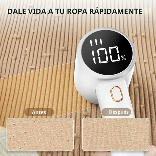 Miniatura 2 de Rasuradora de telas, removedor de pelusa, recargable, eléctrica y portátil, 3 velocidades, 6 cuchillas, pantalla LED digital, para quitar pelusas