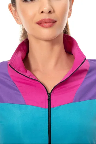 Miniatura 5 de Conjunto de traje de pista de bloque de color de los años 80, rompevientos de manga larga de los años 90, traje deportivo casual para mujer