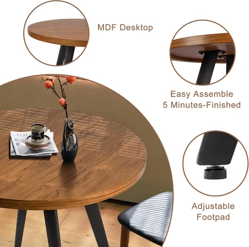 Miniatura 6 de Comfy to go Mesa redonda de comedor, mesa de comedor pequeña para 2, mesa redonda de 31.5", mesa de cocina moderna de mediados de siglo con tablero