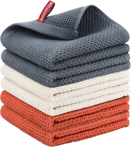 Miniatura 76 de Nialnant - Toalla de cocina 100% algodón, tejido gofre, suave, absorbente y de secado rápido, toallas para secar platos, trapos de limpieza - Multi