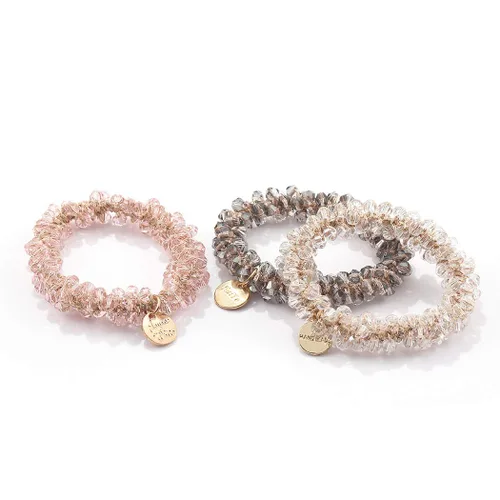 Miniatura 7 de Brinie Bandas elásticas para el cabello, bandas elásticas blancas para el cabello, bandas para el cabello con cuentas para coleta, accesorios