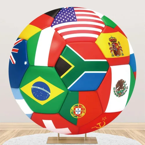 Miniatura 10 de AOFOTO Telón de fondo redondo para pelota de fútbol de 3 x 3 pies, tela impresa en blanco y negro 3D, fondo de círculo de fútbol para fotografía