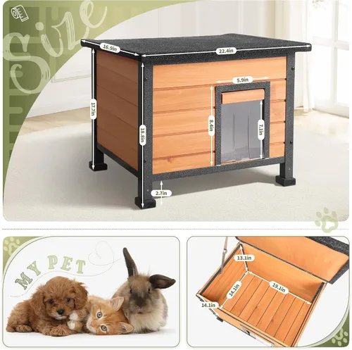 Miniatura 6 de Casa para gatos al aire libre, casa para gatos al aire libre, resistente a la intemperie, techos de asfalto abiertos, casa para gatos para gatos