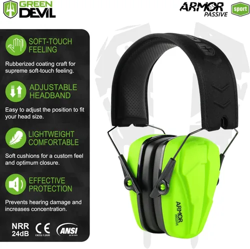 Miniatura 2 de GREEN DEVIL Reducción de ruido Protección auditiva Orejeras de seguridad pasiva Auriculares delgados para disparar rango de pistola Lima