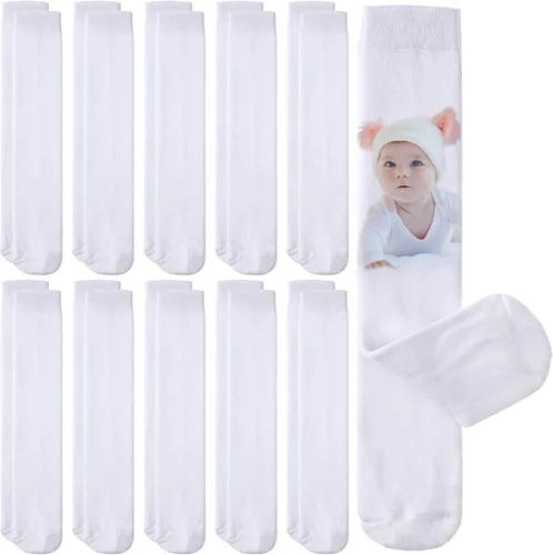 Geyoga 12 pares de calcetines de sublimación blancos en blanco, calcetines de tubo para hombres y mujeres, calcetines listos para impresión de