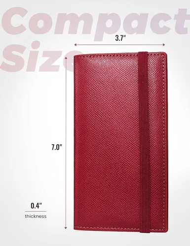 Miniatura 114 de Yarnic Funda para chequera personal, soporte para chequera con soporte para bolígrafo y divisor de plástico transparente integrado para cheques Rosa