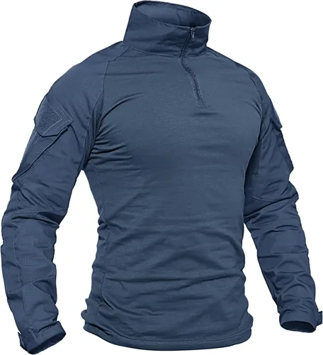 Miniatura 14 de TACVASEN Camisa táctica de manga larga para hombre, con cremallera de 1/4, con bolsillos, para paintball, militar, Airsoft, transpirable