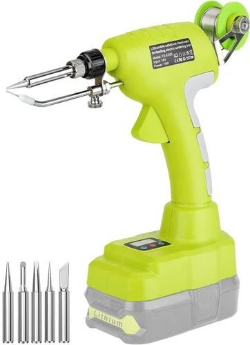 Miniatura 9 de Kit de soldador inalámbrico para batería Dewalt de 20v 60v, soldador digital LED de 75W con pistola de soldar con 5 puntas, alambre de soldadura