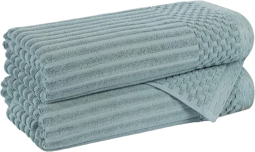 Miniatura 144 de Superior Juego de 6 toallas de algodón sólido y acanalado, toallas de cara de 13 x 13 pulgadas, toallas de mano de 16 x 28 pulgadas, toallas de baño