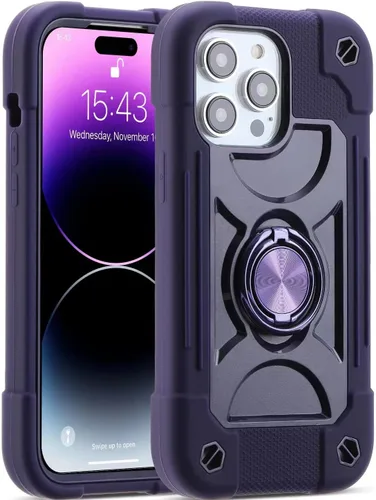 Miniatura 63 de MARKILL Funda compatible con iPhone 15 de 6.1 pulgadas con soporte integrado, [grado militar resistente de cuerpo completo] protección contra Rosa