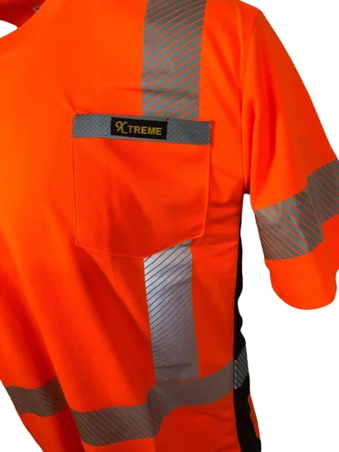 Miniatura 6 de Xtreme Hi Vis ANSI Clase 2 DOT, camiseta reflectante de seguridad amarilla o naranja con manga corta negra Road T04