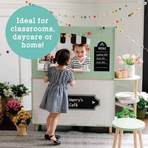 Miniatura 5 de MindWare Play Kitchen Café – Juego único 2 en 1 con cocina en un lado y café en el otro – Juego de simulación para niños a partir de 3 años