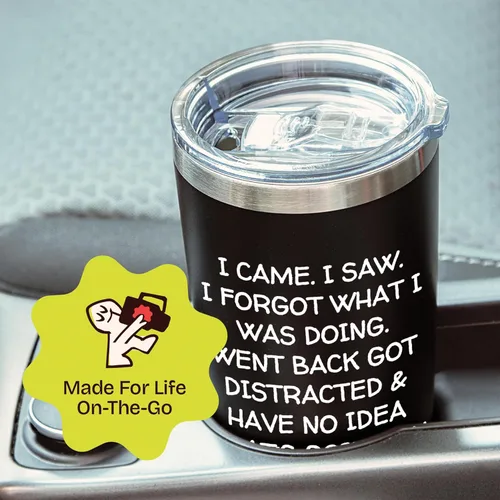 Miniatura 5 de KLUBI Regalos de cumpleaños para mujeres y hombres – Vaso con texto en inglés "I Came I Saw I Forgot" de 20 onzas, regalos de broma negra, Negro