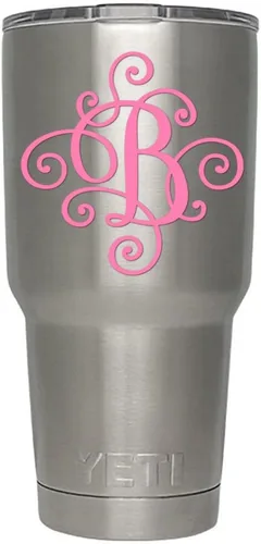 Miniatura 5 de Monogram - Calcomanía troquelada/vinilo adhesivo. Haga clic para opciones de color/letra. Disponible en cuatro colores y todas las letras de la A