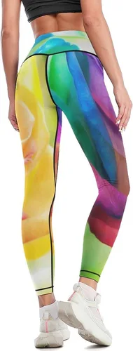 Miniatura 5 de Rainbow Rose High Waist Yoga Pants Tummy Control Stretch Leggings for Women