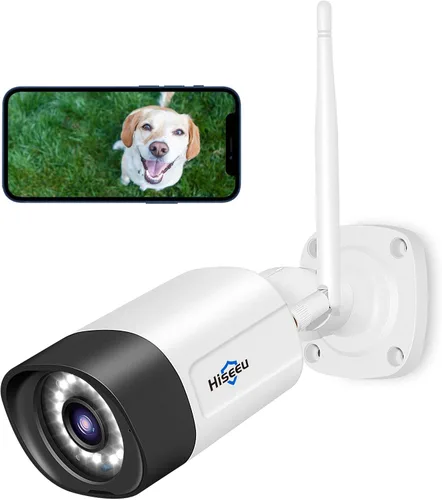 Hiseeu Cámara de seguridad inalámbrica Pro de 5 MP para exteriores, seguridad del hogar, visión nocturna a color, WiFi de 2.4 GHz y 5 GHz, tarjeta