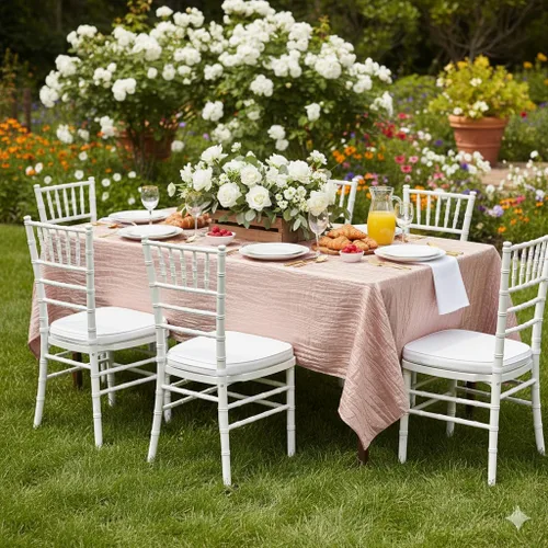 Miniatura 2 de YOUR CHAIR COVERS - Mantel rectangular de tafetán arrugado de 60 x 102 pulgadas, color rubor, manteles rectangulares para mesas rectangulares de 6