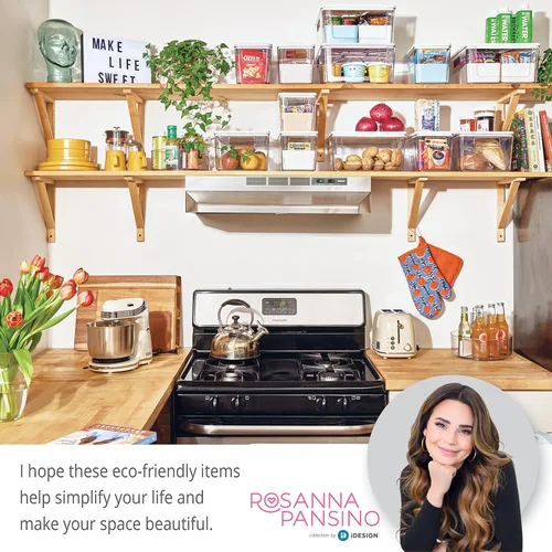 Miniatura 6 de Rosanna Pansino x iDesign - Contenedores de almacenamiento de plástico reciclado para cocina, incluye 1 contenedor grande con tapa y 2 cubos
