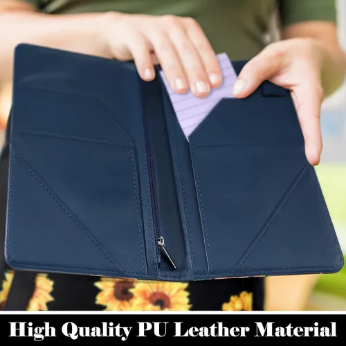 Miniatura 6 de Jetec 2 Pcs Waist Apron with 6 Pockets and Leather Server Book for Waitress Patterned Server Half Apron with Zipper for Women