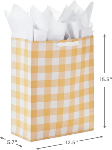 Miniatura 3 de Hallmark Bolsas de regalo extra grandes de 15 pulgadas con papel de seda (2 bolsas: Baby Animals, Yellow Gingham) para baby showers, primer