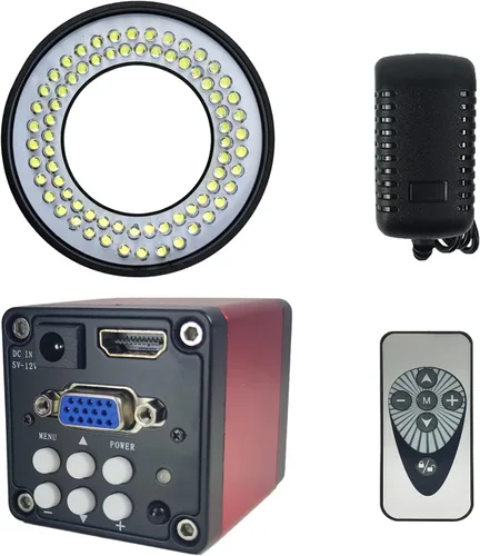 48MP 4K 1080P 22MP 14MP HDMI USB VGA Video Industrial Soldadura Digital Reparación Microscopio Cámara C Montura Lente LED Anillo Luz (14MP con luz)