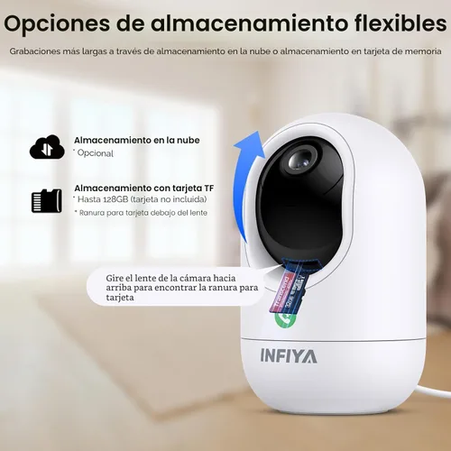 Miniatura 8 de INFIYA Cámaras 360 para Seguridad del Hogar - Cámara Interior de Monitoreo para Bebé/Niñera con Resolución Alta 2K y Llamada con un Toque
