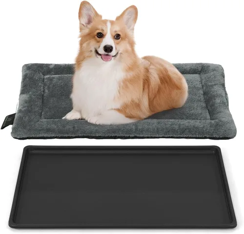 Miniatura 15 de Almohadilla y bandeja lavable a máquina BOWHAUS para jaula de perro de 24 pulgadas, alfombra plana antideslizante y cómoda para dormir y bandeja