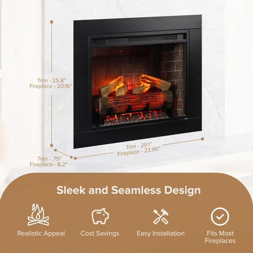 Miniatura 5 de Modern Ember Uptown - Inserto de chimenea eléctrica inteligente de 23 pulgadas + kit de molduras, habilitado para Alexa/WiFi, incluye control Kit