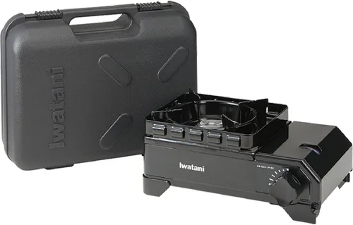 Iwatani Estufa de cassette, Gas Tough Maru Jr. Fabricado en Japón, compatible con horno holandés, negro