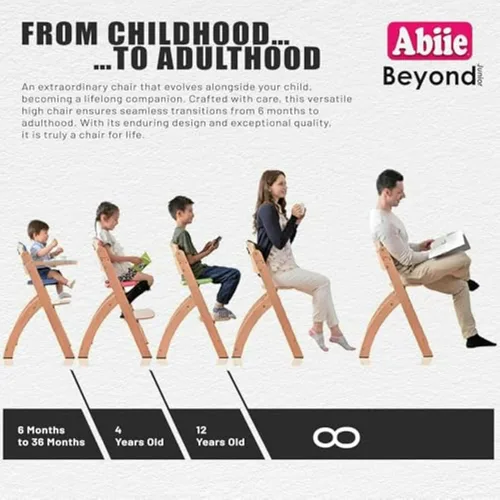 Miniatura 4 de Silla alta de madera con bandeja, de Abiie Beyond La solución de asiento perfecta para tu hijo como silla alta para comedor
