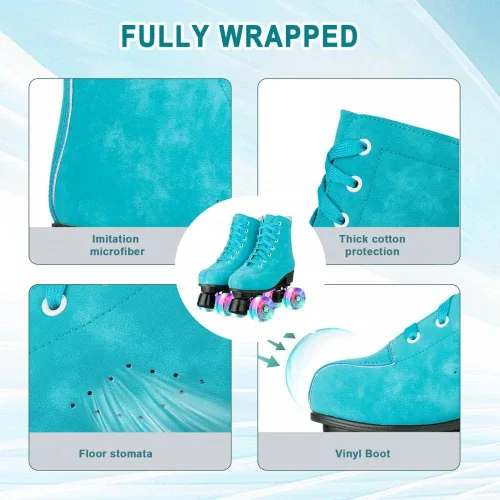 Miniatura 5 de Patines de ruedas para mujer, de doble fila, de piel sintética, con ruedas iluminadas, para exteriores