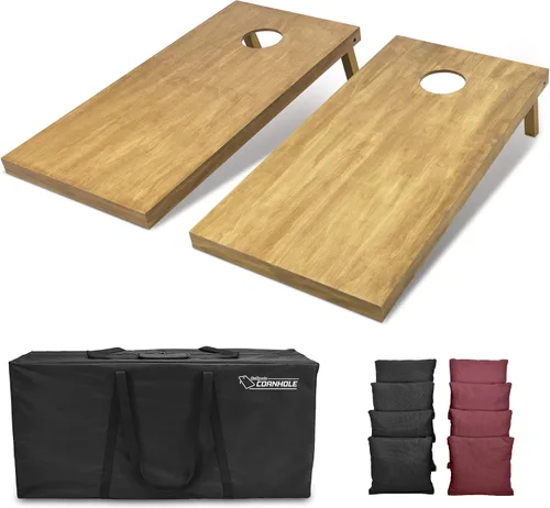 Miniatura 77 de GoSports 4 ft x 2 ft Regulation Size Wooden Cornhole Boards Set with Light Brown Finish - Includes Carrying Case and Bean Bags Negro- gris