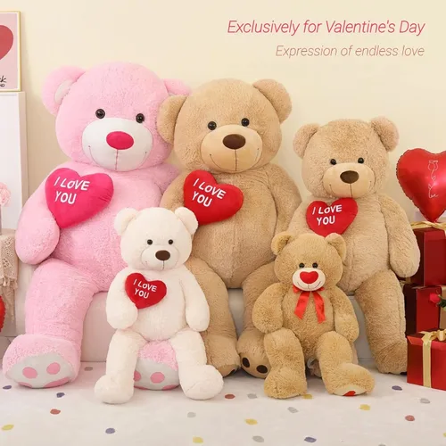Miniatura 4 de BENINY Osos de peluche grandes en forma de corazón rojo, osos de peluche negros con bordado "Te quiero" para novia, osos de peluche grandes