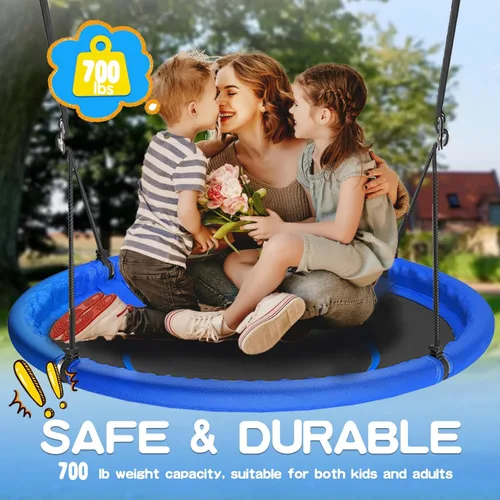 Miniatura 4 de Columpio de árbol de platillo de 48 pulgadas para niños y adultos, columpio volador más grande para toda la familia, capacidad de peso de 700 libras