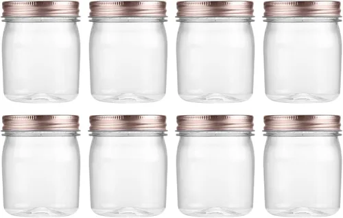 Miniatura 8 de novelinks Tarros de plástico transparente de 8 onzas con tapas herméticas, paquete de 16 tarros de plástico con tapas de 8 onzas, recipientes de Oro