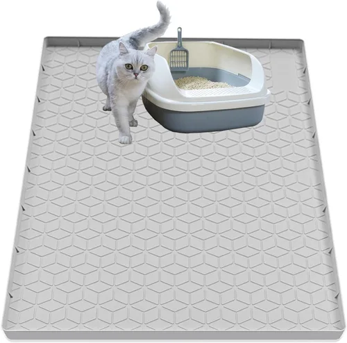 Miniatura 18 de Alfombra para Arena de Gatos, Alfombra de Silicona Grande para Caja de Arena - 28 x 22 pulgadas, Impermeable y Antideslizante, Duradero y Fácil
