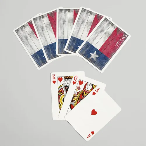Miniatura 7 de Lantern Press Bandera rústica del estado de Texas (52 cartas de juego, baraja de cartas de tamaño póquer con comodines)