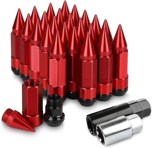 Miniatura 10 de 24 Piezas Picos Antirrobo Extendidos Sintonizador Rueda/Llantas Tuerca de Orejeta M14X1.5+Llave de Vaso (Negro)